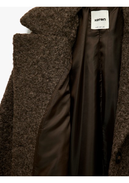 Uzun Kollu Cepli Düğmeli Kruvaze Uzun Buklet Kaban fırsatları