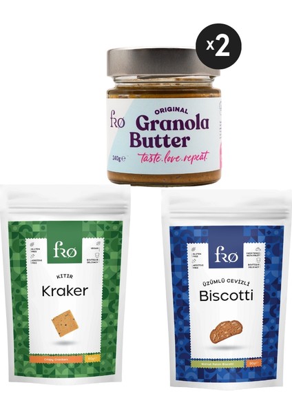 4’lü Granola Butter Original 2xkıtır Kraker,üzümlü Cevizli Biscotti Paketi Sağlıklı Atıştırmalık