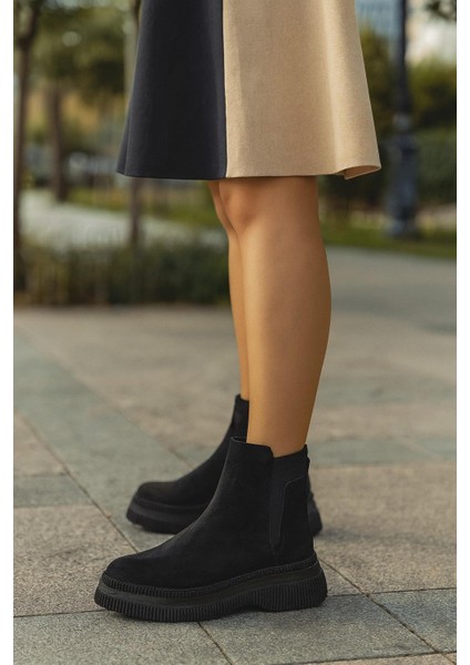 Kadın Süet Lastikli Detaylı Şık Kadın Bootie modelleri