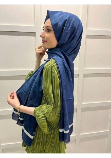 Yaz Serinliği Ipek Koton Şal - 7208777-422 Lacivert Krem modelleri