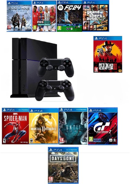 Ps4 1 Tb Fat Kasa 10 Oyunlu 2 Adet V2 Kol (11.00V) Teşhir Ürün 12 Ay Garanti