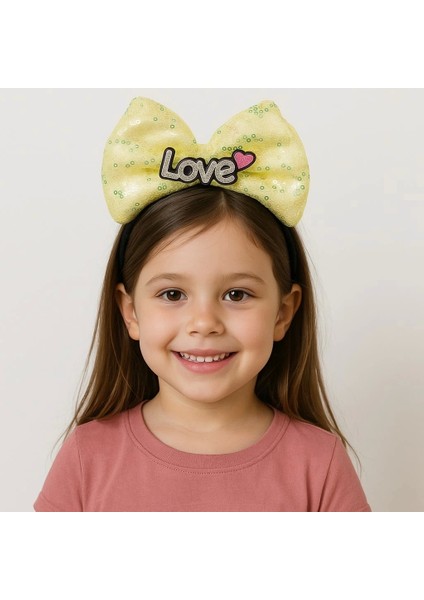 LED Işıklı Love Yazılı Sarı Fiyonk Taç - Kız Çocuk Parti Tacı fiyatları