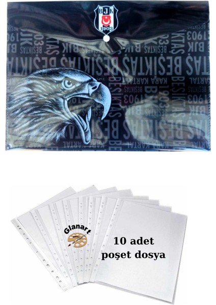 A4 Boy Çıt Çıt Ödev Dosyası +10' Lu Poşet Dosya Siyah