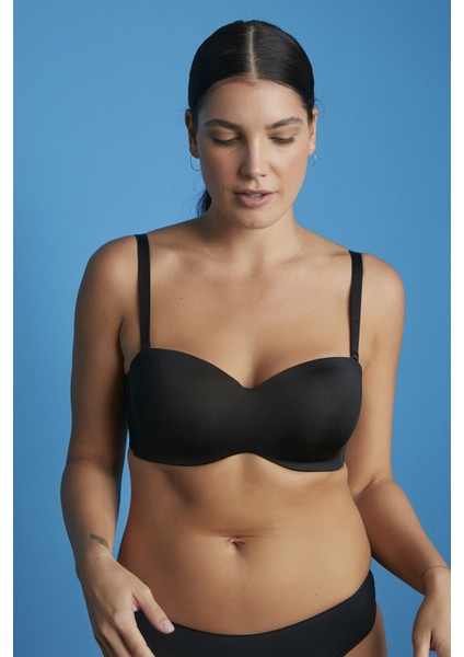 Siyah Toparlayıcı Lotus Premium Dolgusuz Straplez Sütyen fiyatları