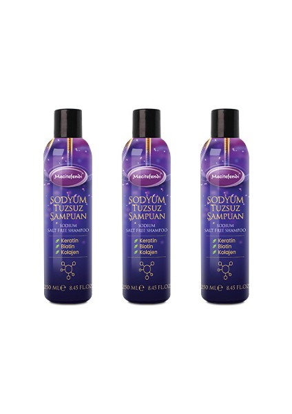 Sodyum Tuzsuz Şampuan 250 ml 3'lü