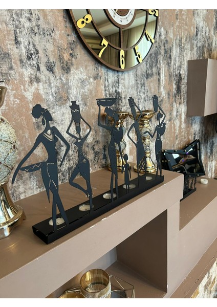 Afrikalı Kadınlar Temalı Dekoratif Metal Şamdan Mumluk fiyatları