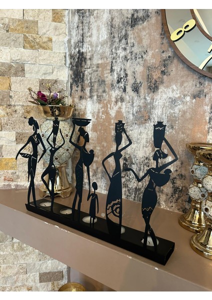 Afrikalı Kadınlar Temalı Dekoratif Metal Şamdan Mumluk indirimleri
