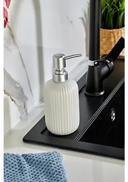 Seramik Sıvı Sabunluk 400 ml Beyaz Suya Dayanıklı Şık Tasarım Banyo Aksesuarı fiyatları