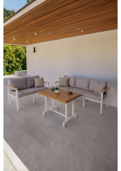 Bahçe Takımı, Balkon Mobilyası, 2+3+Masa, Kafe Koltuğu, Minimalist Tasarım