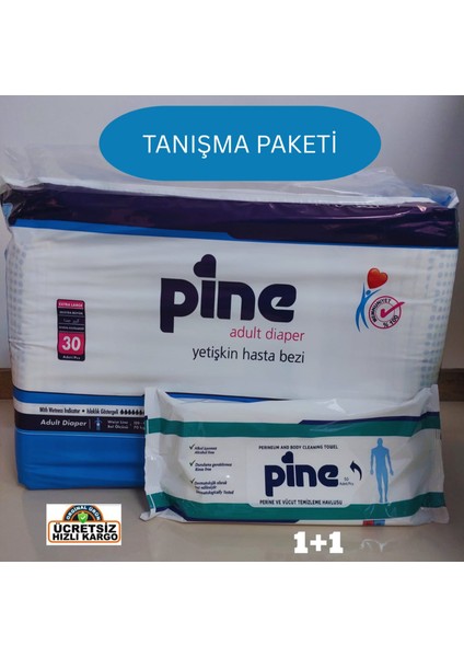 Tanışma Paketi Belbantlı Hasta Bezi Xlarge 30 Adet + Pine Perine Havlu 50 Yaprak