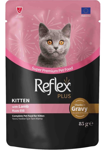 Plus Sos Içinde Et Parçacıklı Kuzu Etli Yavru Kedi Konservesi 85GR