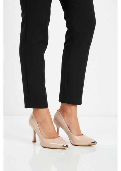 Bej Rugan Kadın Ince Topuklu Ayakkabı PC-55118 Z