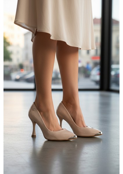 Bej Rugan Kadın Ince Topuklu Ayakkabı PC-55118 Z modelleri