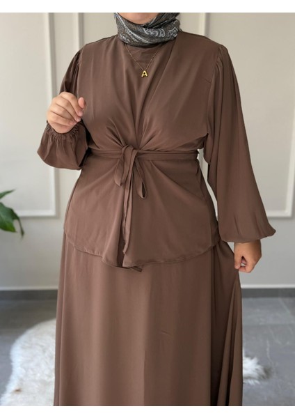 Medine Ipeği Tesettür Züleyha Model Bel Bağlamalı Etek Tunik Takım fırsatları