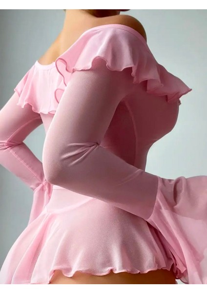 Pembe Tangalı Omzu Açık Transparan Gecelik fırsatları