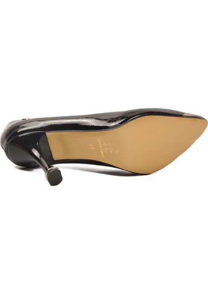 Siyah Rugan Kadın Ince Topuklu Ayakkabı PC-55118 Z indirimleri