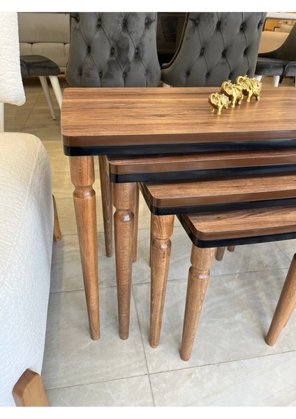 4lü Lüx Zigon Sehpa Ceviz Siyah modelleri