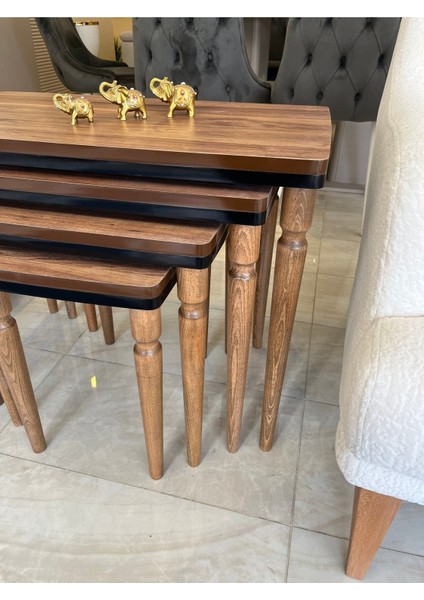 4lü Lüx Zigon Sehpa Ceviz Siyah fırsatları