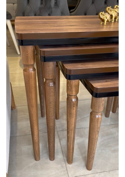 4lü Lüx Zigon Sehpa Ceviz Siyah indirimleri