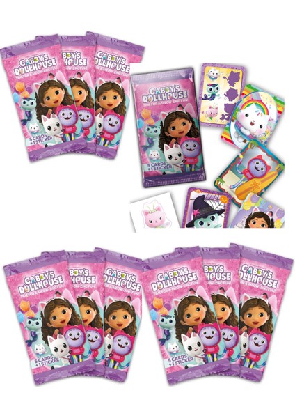 Lisanslı Gabbys Dollhouse Panini Gabby's Dollhouse 10 Booster Cards (5 Kart+1 Sticker)