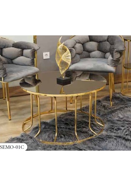 Mim Bronz - Gold Sembol Orta Sehpa