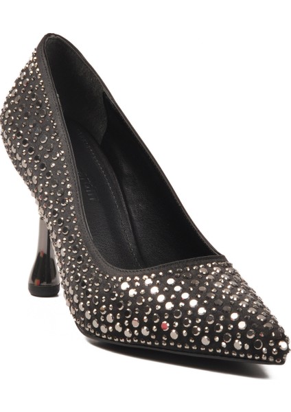 Siyah Taş Işlemeli Ince Topuklu Kadın Abiye Ayakkabı PC-55020 Z fırsatları