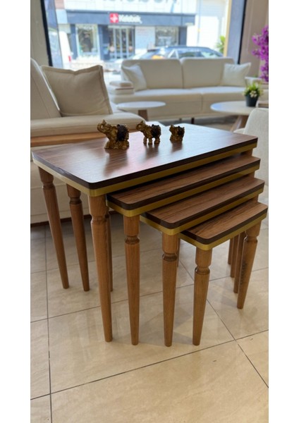 4lü Lüx Zigon Sehpa Ceviz Gold