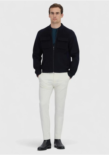 Lacivert Regular Fit Dik Yaka Casual Dokuma Mont fiyatları