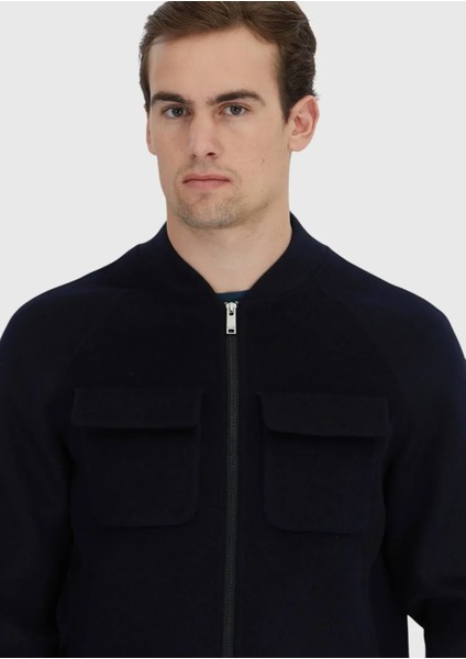 Lacivert Regular Fit Dik Yaka Casual Dokuma Mont modelleri
