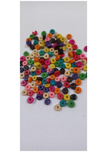 Renkli Yassı Ahşap Pul Boncuk 25 Gr. 8mm modelleri
