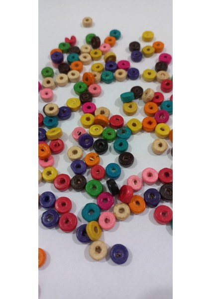 Renkli Yassı Ahşap Pul Boncuk 25 Gr. 8mm fırsatları