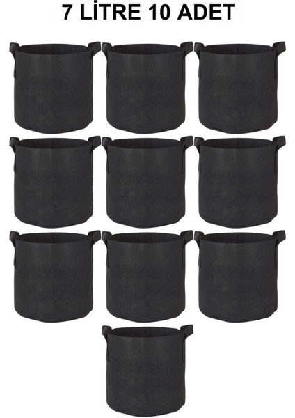 Kumaş Saksı Pot 7 Litre 10 Adet