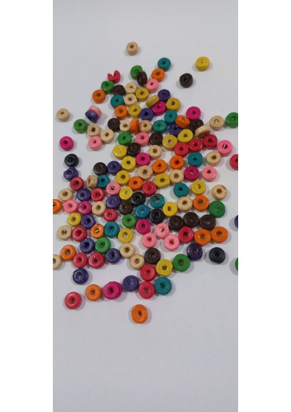 Renkli Yassı Ahşap Pul Boncuk 25 Gr. 8mm indirimleri