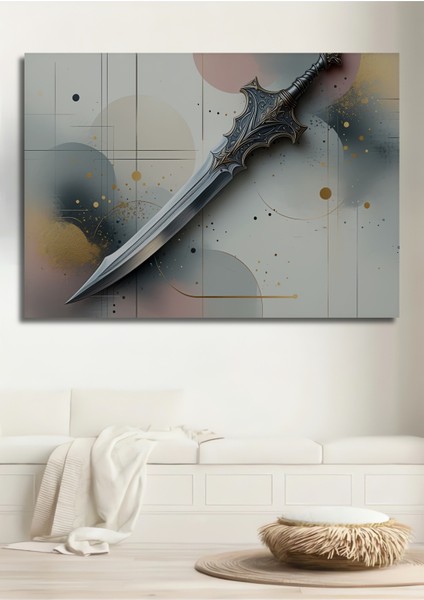 Epik Kılıç Modern Sanat Yağlı Boya Görünümlü Ev/işyeri/ofis Dekoratif Ahşap Kare Tablo