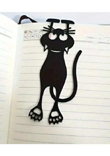 Kedi Figürlü Metal Kitap Ayracı 2'li Set 12x4 cm Siyah Renkli Hediye Seti modelleri