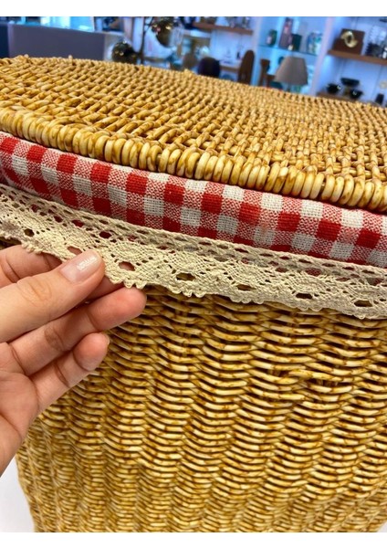 Bej Sentetik Hasır Oval Çamaşır Sepeti 38X28X48CM fiyatları