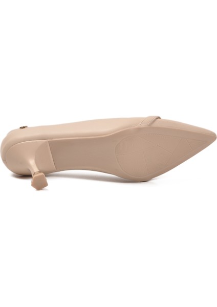 Krem Kadın Kısa Ince Topuklu Ayakkabı PC-55015 Z indirimleri