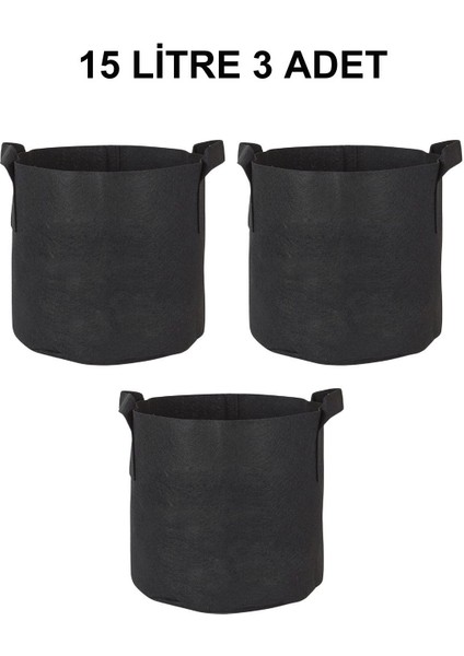 Kumaş Saksı Pot 15 Litre 3 Adet