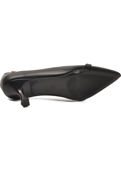Siyah Kadın Kısa Ince Topuklu Ayakkabı PC-55015 Z indirimleri