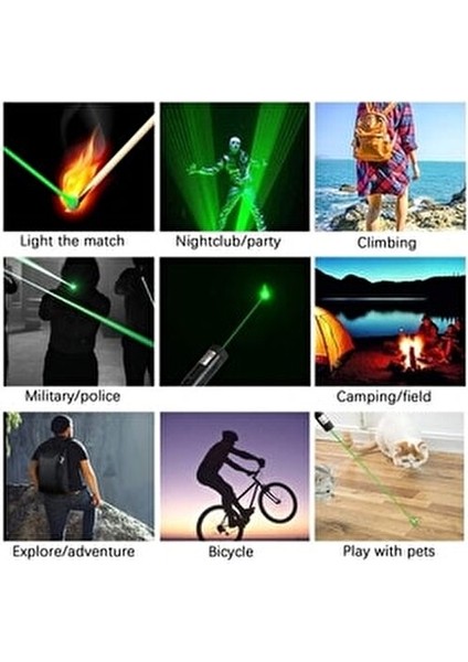 USB Şarjlı Yeşil Lazer Pointer Kalem Tipi LED Fener Uzun Menzilli