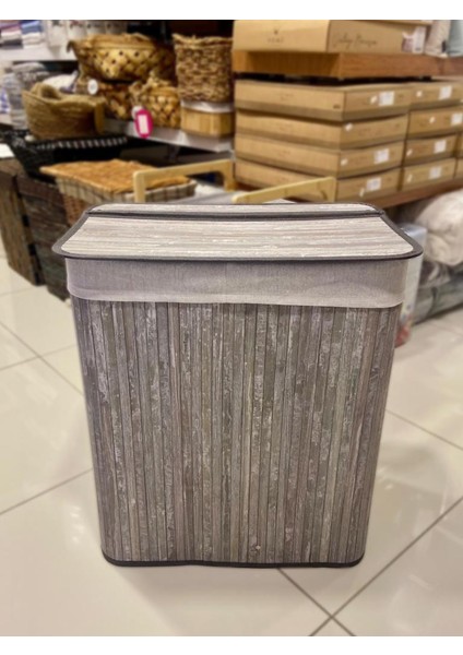 Bambu Gri 2 Bölmeli Katlanır Çamaşır Sepeti 62CM fiyatları