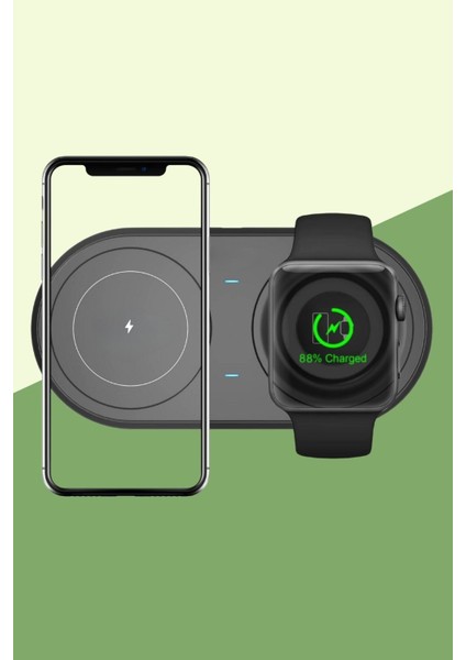 Buffer® 2si 1ARADA Kablosuz Saat,kulaklık ve Telefon Hızlı Şarj Etme Aparatı