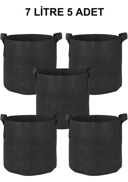 Kumaş Saksı Pot 7 Litre 5 Adet