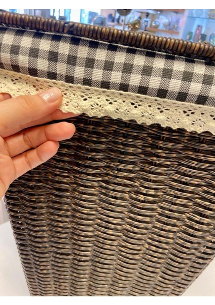 Kahverengi Sentetik Hasır Kare Çamaşır Sepeti 25X33X52CM fiyatları