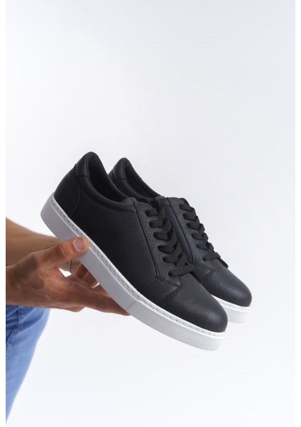 SLW165 Elite Cilt Erkek Günlük Sneaker Ayakkabı Bt Siyah