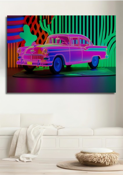 Neon Rüyalar Klasik Araba Modern Sanat Ev/işyeri/ofis/salon Ahşap Dekoratif Kare Tablo
