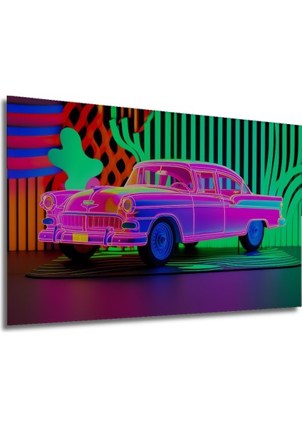 Neon Rüyalar Klasik Araba Modern Sanat Ev/işyeri/ofis/salon Ahşap Dekoratif Kare Tablo modelleri