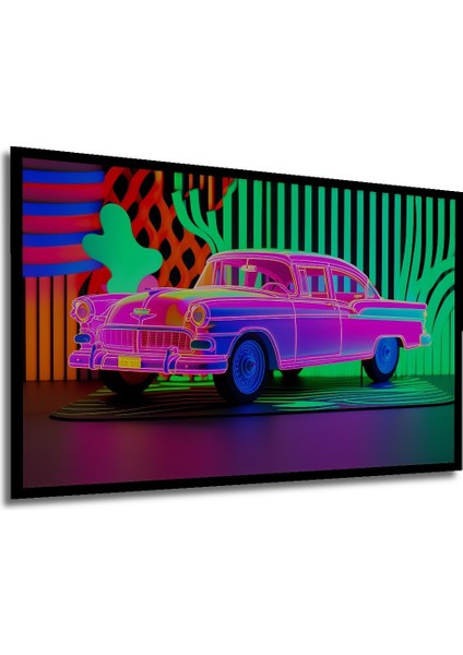 Çerçeve Görünümlü Neon Rüyalar Klasik Araba Modern Sanat Ofis/salon Ahşap Dekoratif Kare Tablo modelleri