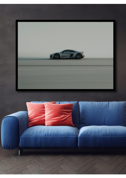 Çerçeve Görünümlü Gümüş Rüzgarı Süper Spor Araba Modern Sanat Dekoratif Ahşap Ofis Kare Tablo
