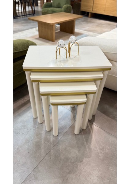 4lü Bohem Zigon Sehpa Gold